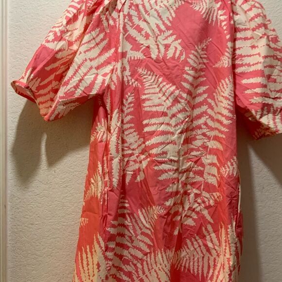Flora Bea NYC Stefanie Mini Dress Pink Floral Print Sleeve Shift Cruise Resort M - Picture 6 of 7